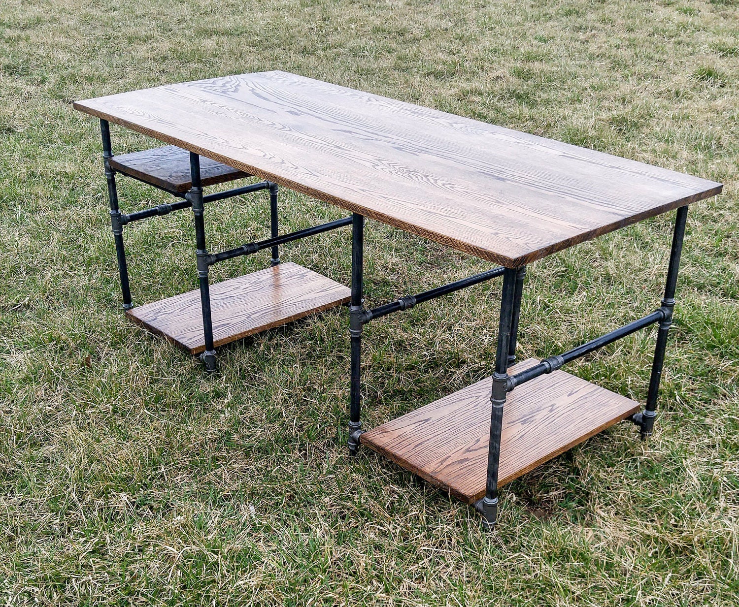 Industrial Desk Wood Desk Black Pipe Desk