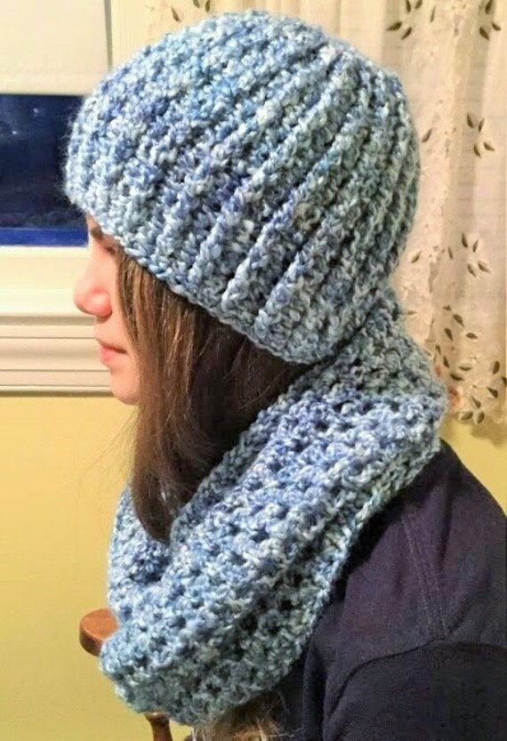 Crochet Infinity Scarf and Hat Gift Combo Handmade Scarf and