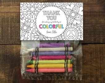 Art Party Favors, Art Party Favor Tags, Art Party Printables, Art Party Supplies, Painting Party Favors, Rainbow Party Favors, Crayon Favors
