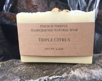 Triple Citrus Soap, Natural Soap, Vegan Soap, Palm Free Soap, Handmade Soap, Cold Process Soap