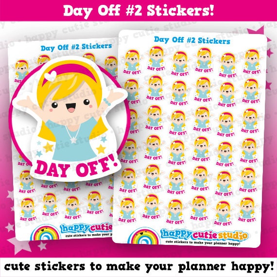 Download 36 Cute Day Off 2 Planner Stickers Filofax Erin Condren