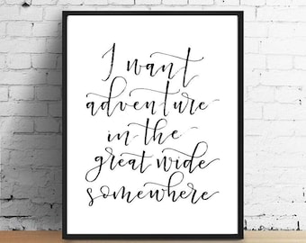 Belle Song Lyrics from Disney's Beauty and the Beast | I want adventure in the great wide somewhere | Calligraphy print to frame | 8x10"