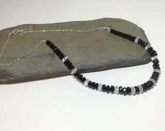 A beautiful black spinel and 925 sterling silver necklace
