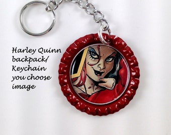 Harley Quinn backpack charm/key chain,you choose image,harley quinn collectables,harley quinn jewelry,harley quinn charms,harley quinn