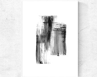 Black and white print abstract painting, digital print art black ink, abstract art print, printable download, 11x14 print, 5x7, 24x36 print