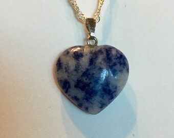 Sodolite Heart Necklace Stone Pendant