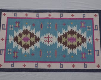 Tribal Rug - 3x5, Navajo Rug, Southwestern Rug, Cotton Dhurrie, Moroccan Rug, Scandi Rug, Bohemian Rug, Persian Rug, Kilim CD-104
