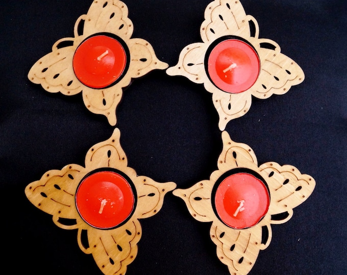 Butterfly candlestick - Set 4 wooden candlestick - Christmas decor table set - Christmas gift - idea table decor