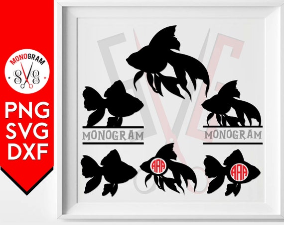 Download Gold Fish Monogram Svg Silhouette GoldFish Clip art cut files