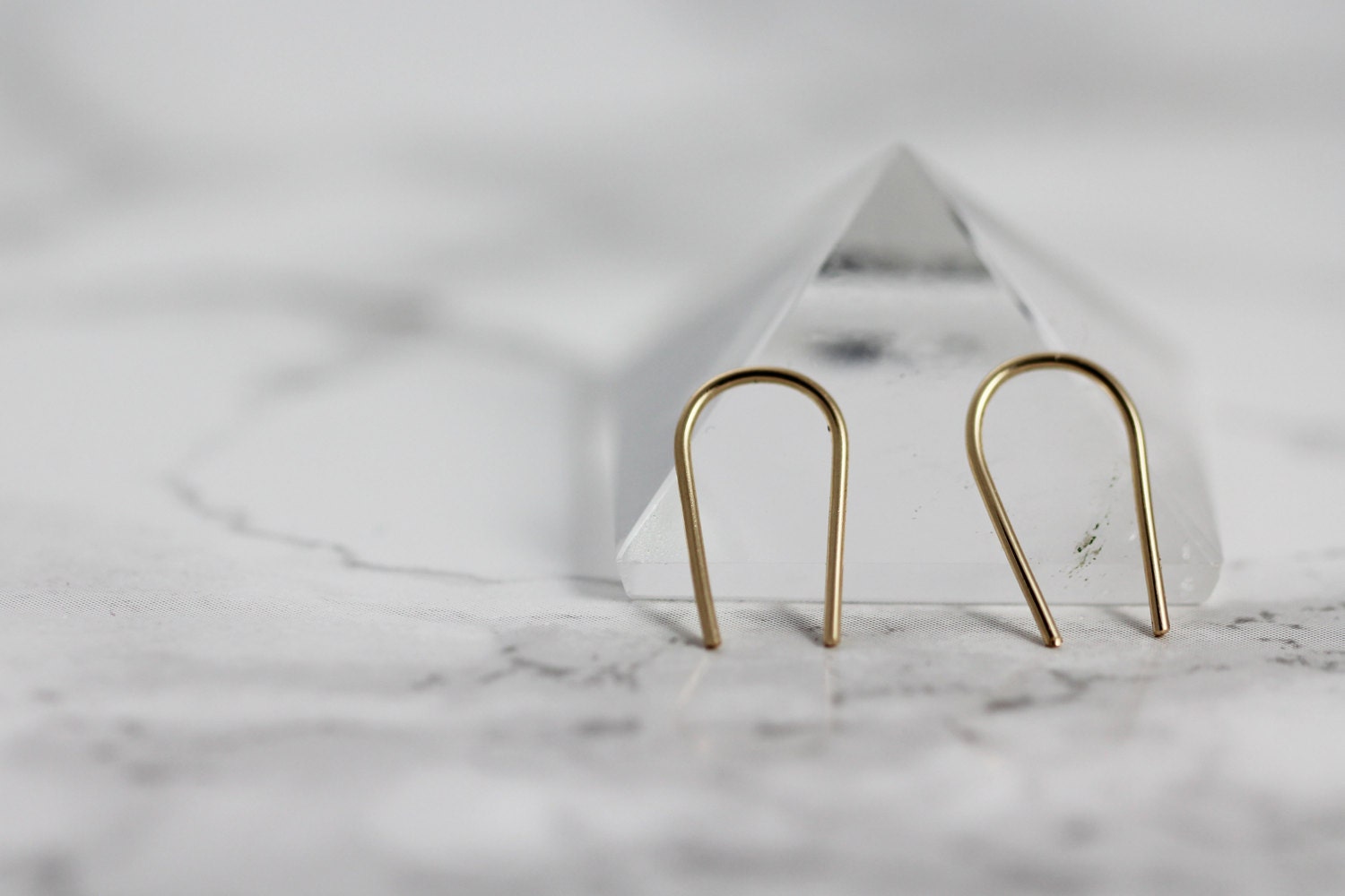 Gold Tuning Fork Curved Ear Drops 14kt Yellow GoldFilled