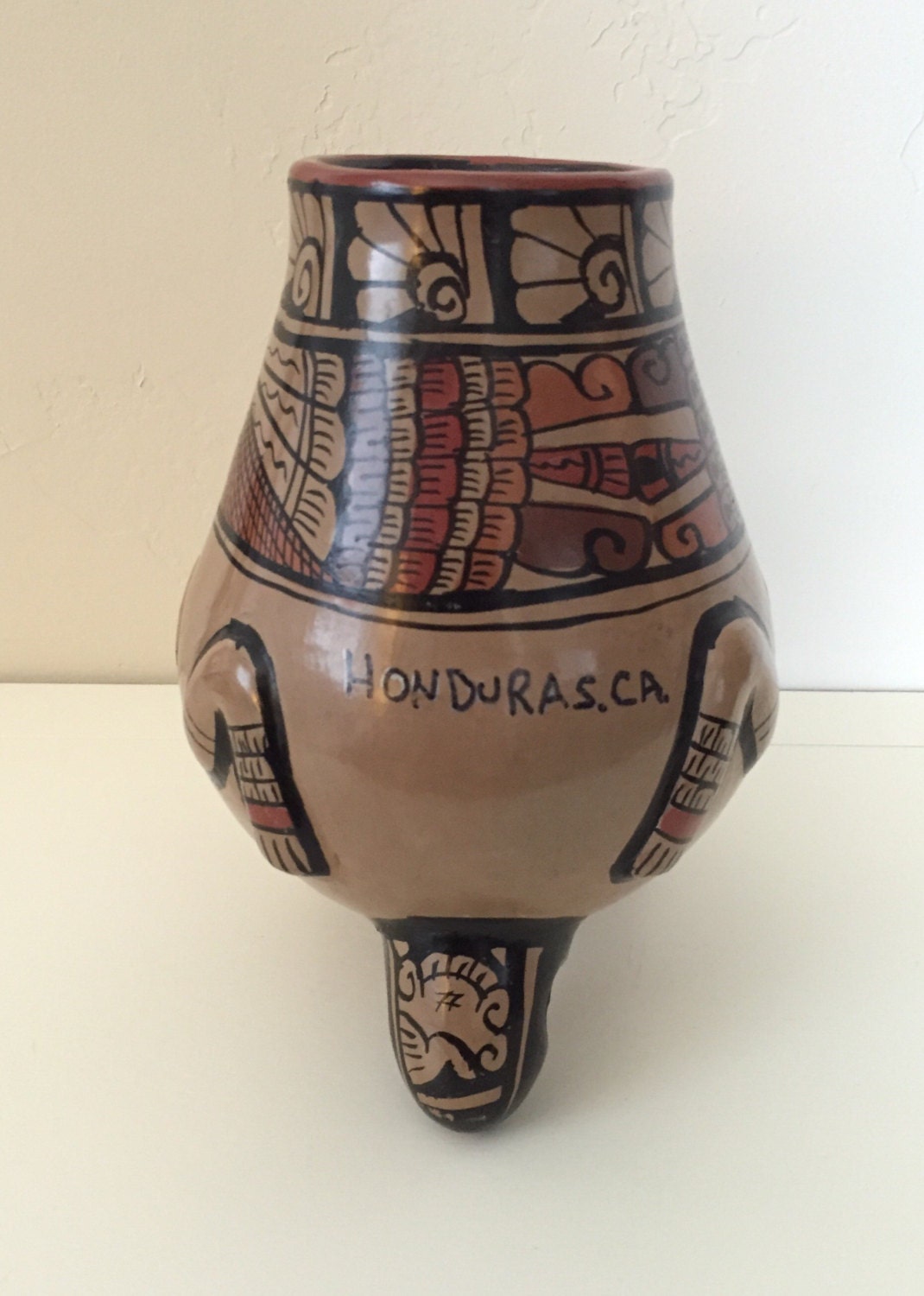 Central American Jaguar Fetish Pottery Figural Vessel, Honduras, Lenca