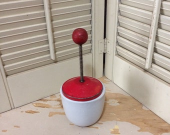 SALE ***Vintage Ceramic & Metal Food Chopper 1940s Hazel Atlas