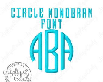 Circle Monogram 3 Letter Embroidery Font - Left Middle Right Letters - 2 Sizes - 1" & 2" Machine Embroidery Font INSTANT DOWNLOAD