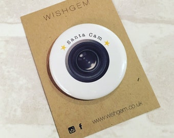 Santa Cam pin badge - surveillance from the North Pole