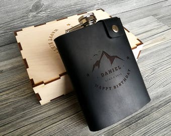 Birthday Gift for Him, Gift Box, Anniversary Gifts for Boyfriend, Birthday Gifts for Dad, Boyfriend Birthday Gift,Personalized Leather Flask