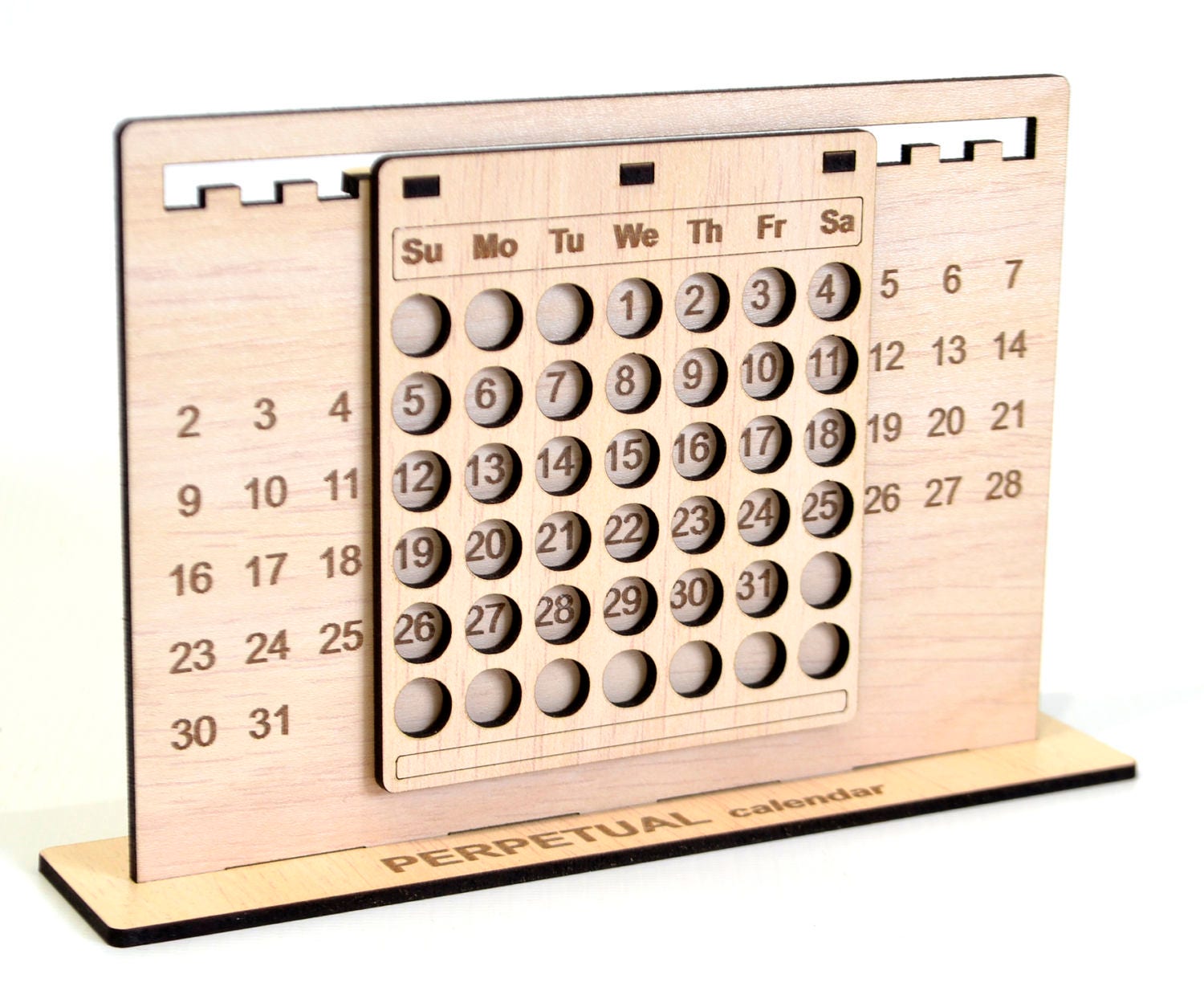 Perpetual calendar, Calendar laser cut vector model, Perpetual calendar