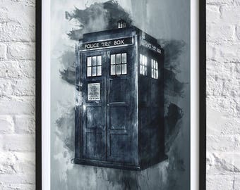 Dr Who - Tardis 'Watercolor' A4 Print