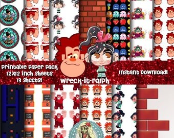 Wreck It Ralph, Disney Digital Paper, Disney Scrapbook Paper, Disney Digital Scrapbook, Disney Scrapbook Pages, Vanellope, Fix It Felix