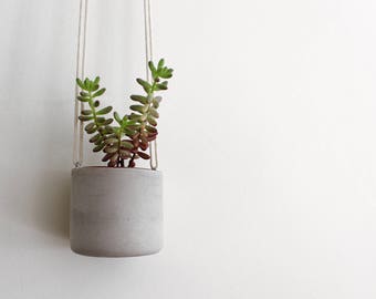 Concrete Hanging Planter // Perfect for Small Cacti and Succulents //Handmade Cement Plant Pot