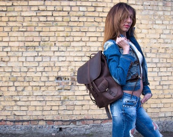 Retro backpack leather backpack vintage backpack men backpack brown backpack woman backpack large backpack big backpack aviator backpack