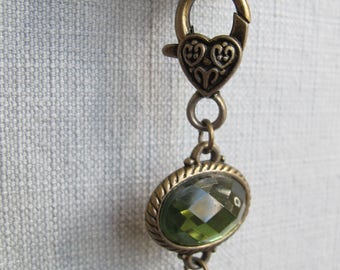 Locket and Stone Rear View Mirror Dangler | Wine Cork Dangler | Charm Dangler | Wine Lover's Gift | Recycled Cork Dangler | Purse Accessory