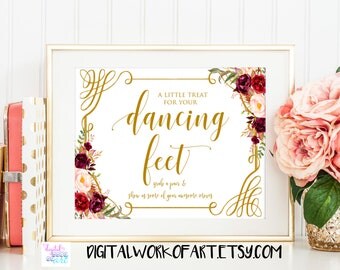 Dancing Shoes Sign, A little Treat for your dancing feet sign,Sole Mates Signs,Floral boho sign,Flip flop Sign,Dance Floor Signs, #LC