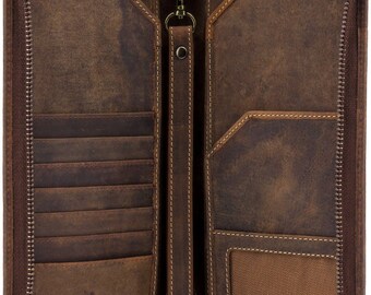 VISCONTI Leather Travel Wallet - Oil TAN - Wing - Passport Cover - Passport Holder - Travel Document Holder - Premium Leather
