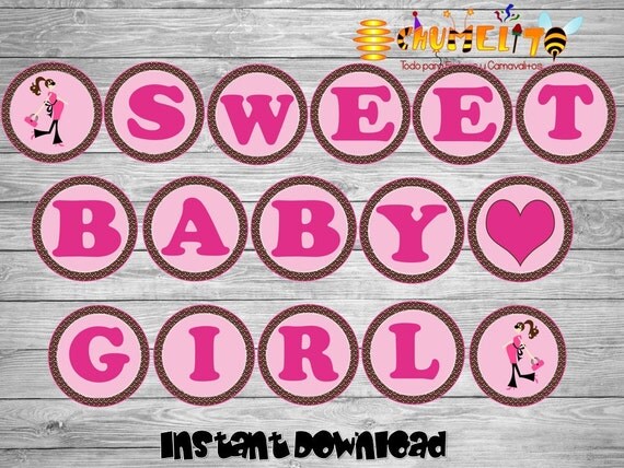 Items similar to Printable Sweet Baby Girl banner- Baby Shower banner ...