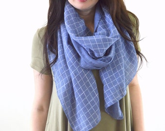Plaid Scarf, Woman Summer Scarf, Plaid Cotton Scarf, Shawl Wrap, Gift
