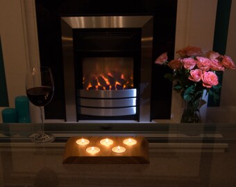 Unique Tealight Holders for Five Candles in Cherry Wood