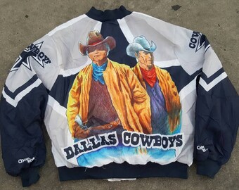 Vintage Chalk Line Dallas Cowboys Fanimation Satin Varsity Jacket RARE NFL Starter Satin