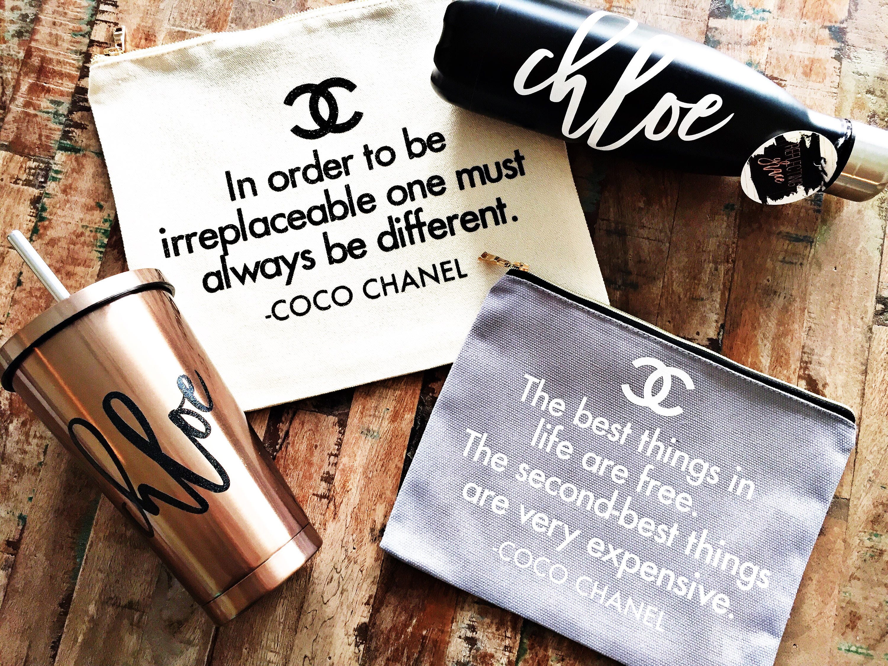 Coco Chanel|Personalized Makeup Bag|Custom Graduation Gift|Personalized Bridesmaids Gift|Fashion Lover Bag|Cosmetic Bag|Custom Travel Bag