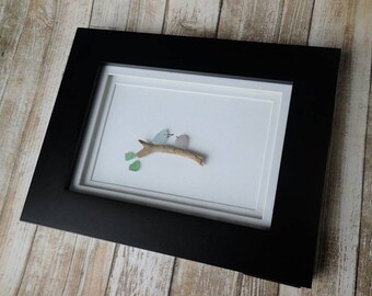 Sea glass love birds / Seaglass birds / Sea glass art / Wedding gift for couple / Valentines gift for him / Gift for boyfriend / beach glass