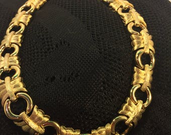 Givenchy New York Paris signed vintage choker necklace brushed goldtone iconic 16 inches long Circa 1980's 125.00