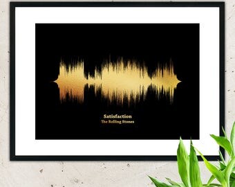 Print your favourite song in metallic gold foil,wall hanging,sound waves,sound wave art,soundwave,soundwave art,art print,wall decor,wave