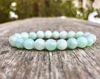 Jade Bracelet Handmade 8mm Light Green Burma Jade Beaded Gemstone Bracelet Gift Bracelet Stack Bracelet Unisex Bracelet
