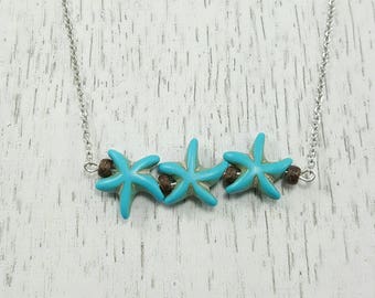 Starfish Necklace, Nautical Jewelry, Summer Jewelry, Beach Jewelry, Turquoise Starfish, Starfish Jewelry