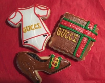 1 dozen individually wrapped Gucci inspired favor cookies