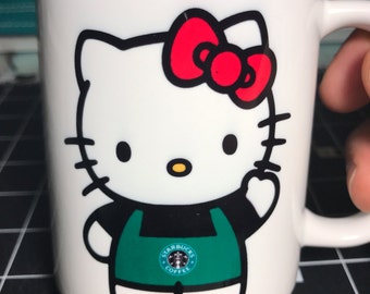 Custom Made Starbucks with Hello Kitty style Coffee Mug with your name