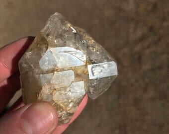 Double terminated elestial window quartz with rainbows