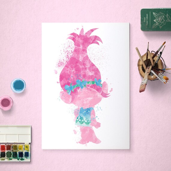 Poppy, Trolls, Poster, Watercolour Art, Printable Instant Download Il_570xn