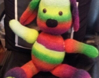 Neon Cuddles the Puppy Hand Knit