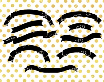 Banners Ribbons SVG, Handdrawn Banners SVG, Banner Bundle Svg, Banner Digital Cut File, Instant Download, Svg, Dxf, Jpg, Eps, Png
