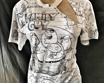 Family Guy | Comic Inspired | Shredded | Distressed | Chains | Tee Shirt