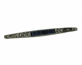 H W Fishel Silverite 1910s Rhinestone Vintage Bar Brooch