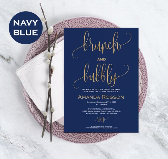 Brunch Bubbly Bridal Shower Template Printable Bridal Shower Invitation Downloadable Wedding Brunch Invitation Templates