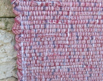 Blackberry Pie- 44"x 26" Handmade Burgundy Woven Rug- Rag Rug, Woven Rag Rug, Handwoven Rag Rug, Folk Art Rug, Burgundy Rug, Kitchen Rug