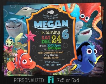 Finding Dory Invitation, Finding Dory Birthday Party, Finding Nemo Invitation, Under the Sea, Personalized, Printable, Digital File