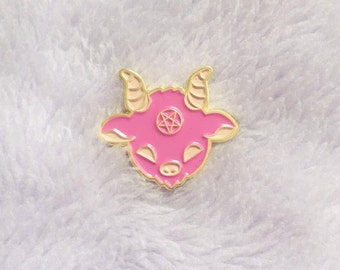 Kawaii Satan Enamel Pin, Cute Pink Lucifer Lapel Pin