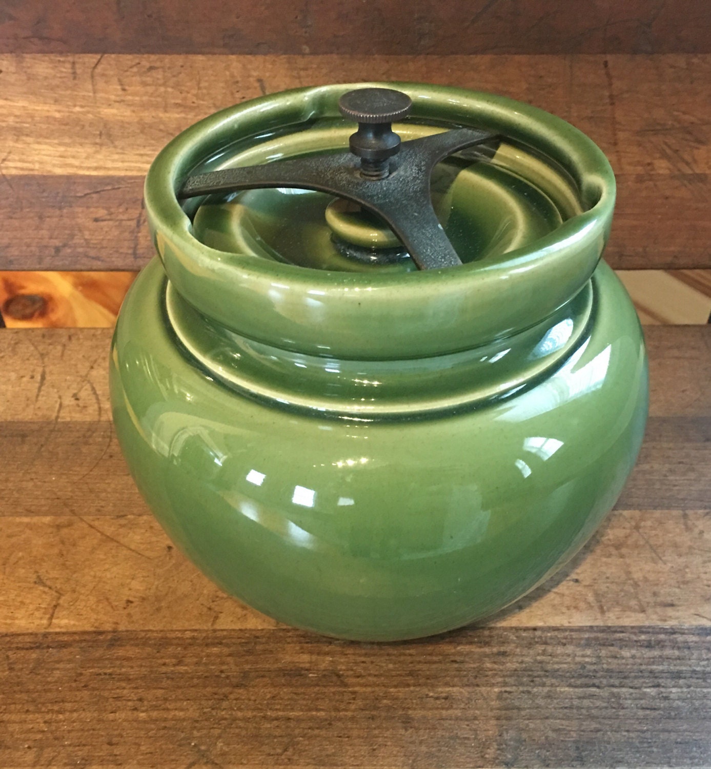 Vintage Aonian Stoneware Tobacco Jar